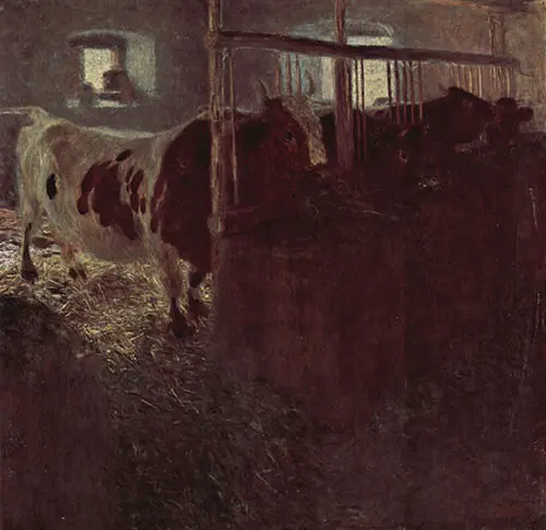 Cows in the Barn Gustav Klimt